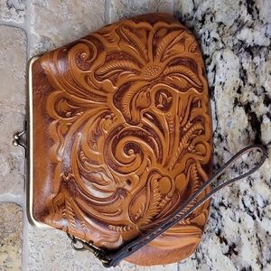 Patricia Nash Burnished Tooled Savena Wristlet